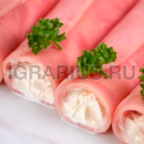 Рулетики из ветчины сыром и майонезом (20 шт.)