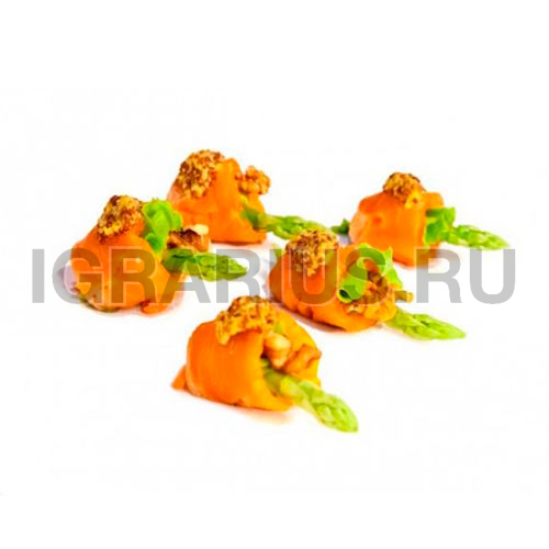 Мини рулеты из семги и мини спаржи с соусом Дижон (20 шт.)