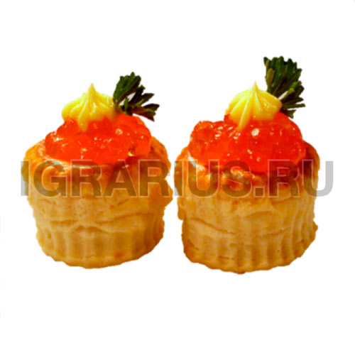 Тарталетки с красной икрой и творожным сыром (20 шт.)