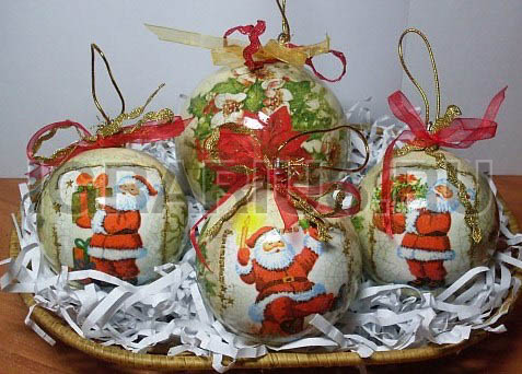 Декупаж ёлочного шара, игрушки