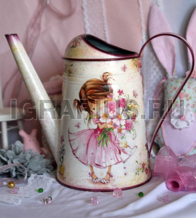 Декупаж лейки, ведра, кашпо