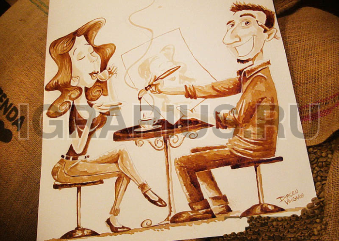 Рисование кофе, чаем