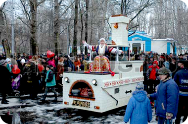 Печка Емеля и сани Хохлома