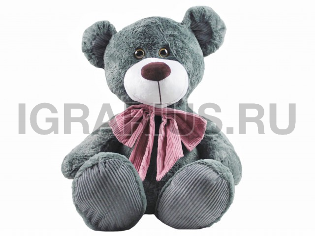 МИШУТКА СЕРЫЙ С ВЕЛЬВЕТОВЫМ БАНТОМ