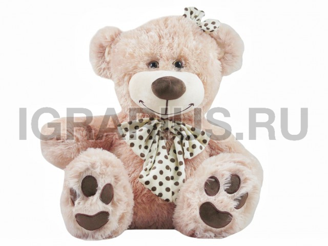 МИШКА КАРАМЕЛЬКА С БАНТОМ В ГОРОХ