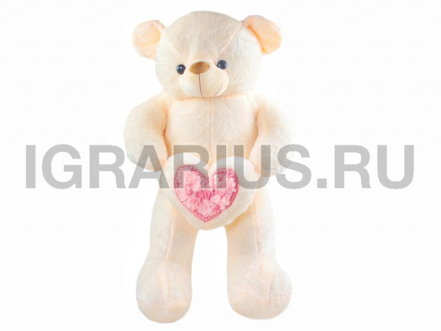 МИШУТКА КРЕМОВЫЙ С АЖУРНЫМ СЕРДЦЕМ