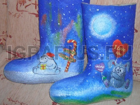 Декорирование русских валенок